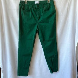 Crown & Ivy high rise, green denim, stretch jeans